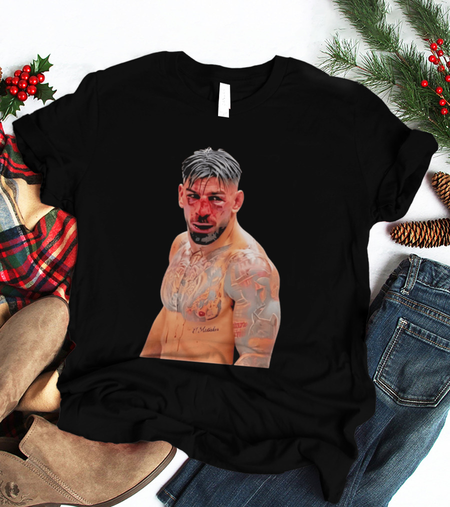 Ilia Topuria MMA Fighter Portrait Bleeding Face T-Shirt