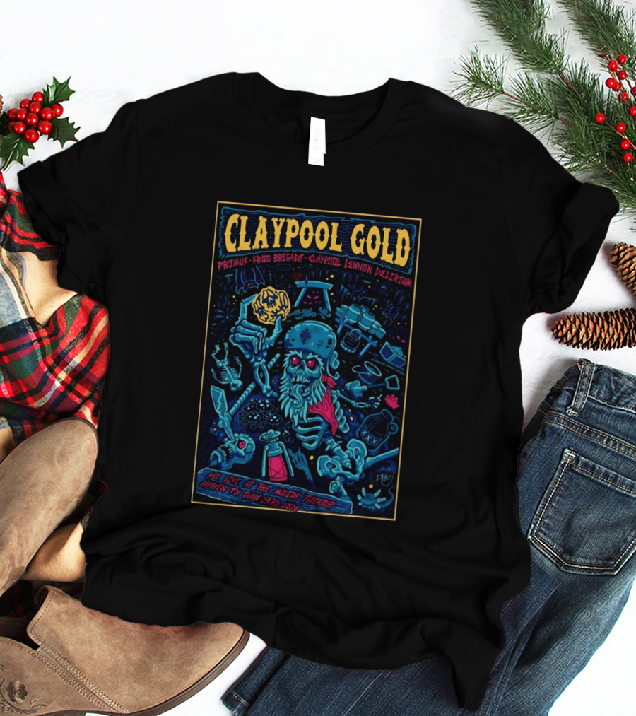 Claypool Gold Primus Frog Brigade Lennon Delirium Live Austin TX June 23 2026 T-Shirt