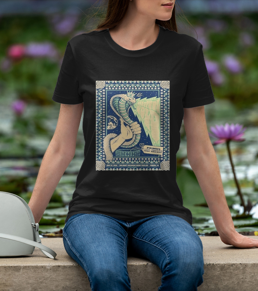 Primus Claypool Lennon Delirium Frog Brigade Tour June 22 2026 Walmart Arkansas Music Pavilion Rogers Cobra Hand T-Shirt