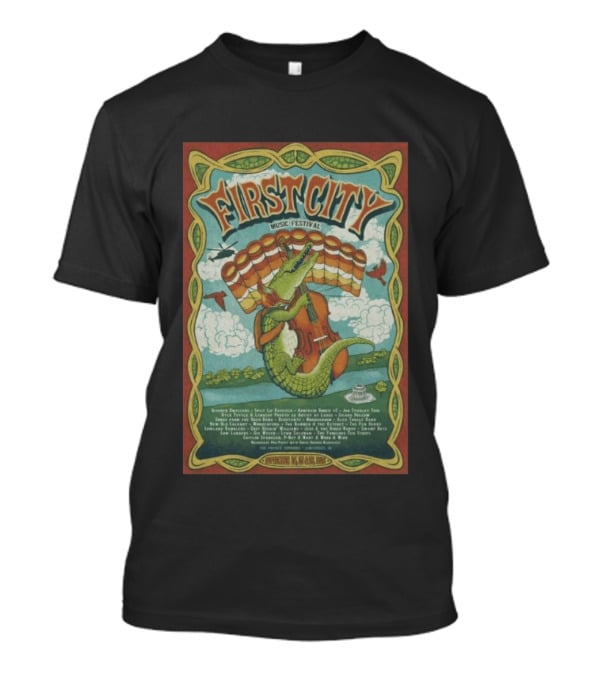 September 24th 26th 2026 First City Music Festival Vincennes IN Crocodile Playing Banjo T-Shirt