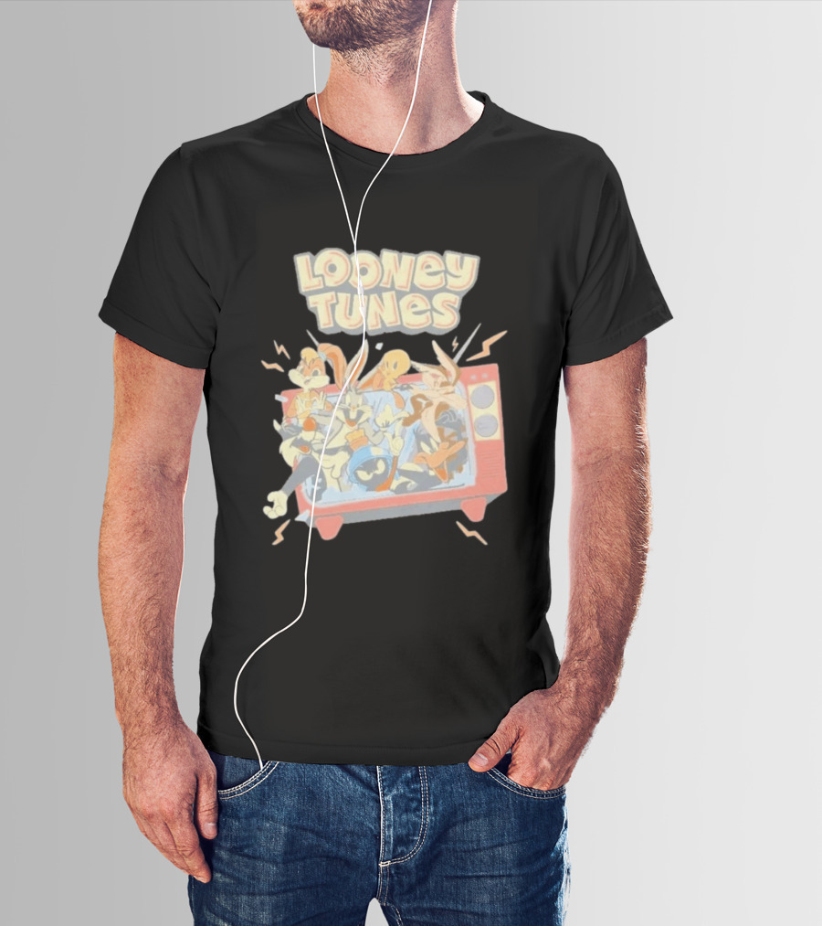 Wbs Shop Looney Tunes Characters In A Retro TV Display T-Shirt