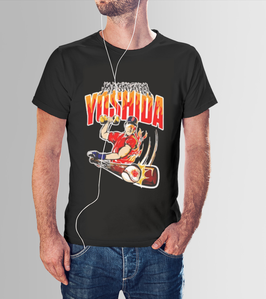 Masataka Yoshida Boston Red Sox MLB Flame Baseball T-Shirt