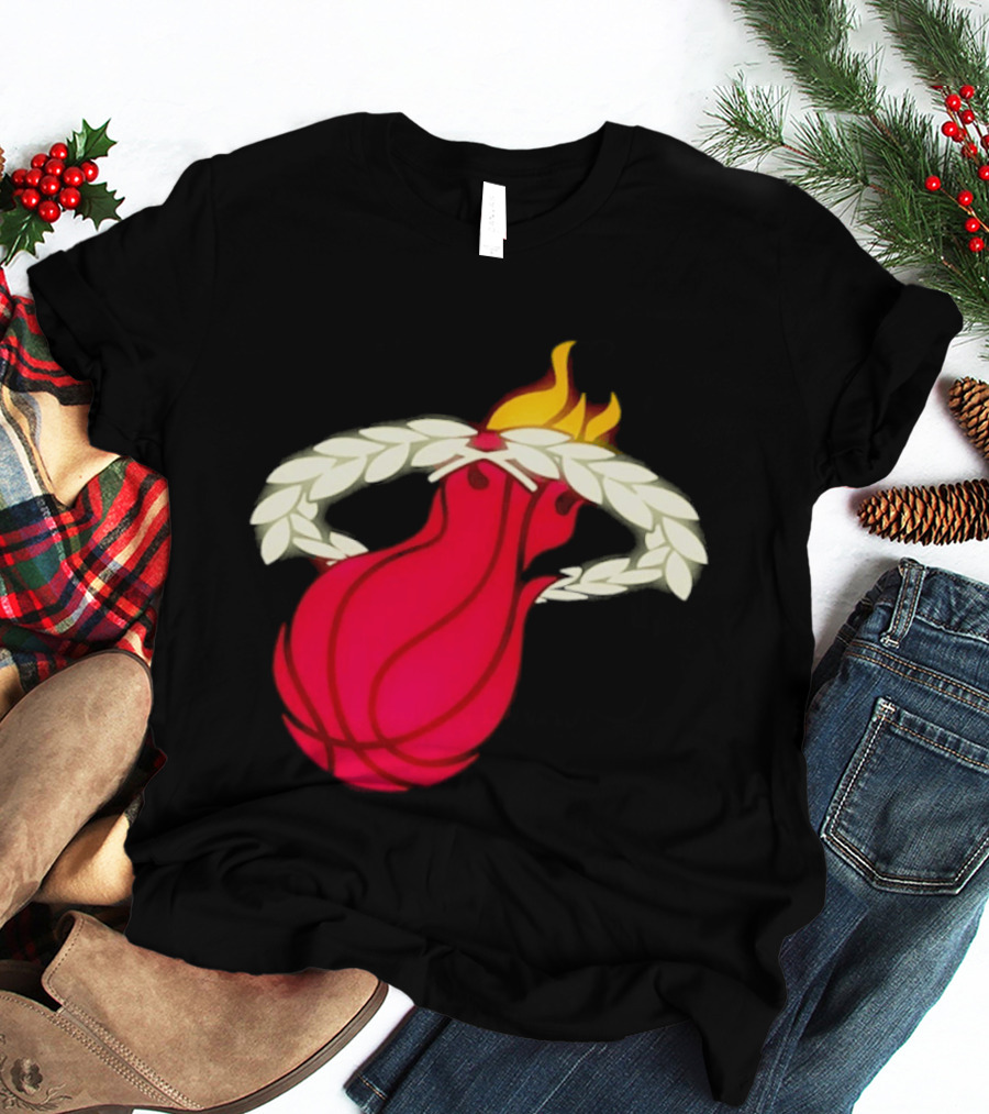 Miami Heat Flaming Basketball Wreath NBA T-Shirt