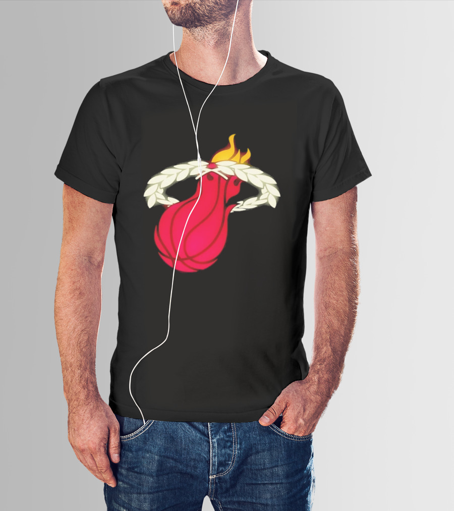 Miami Heat Flaming Basketball Wreath NBA T-Shirt