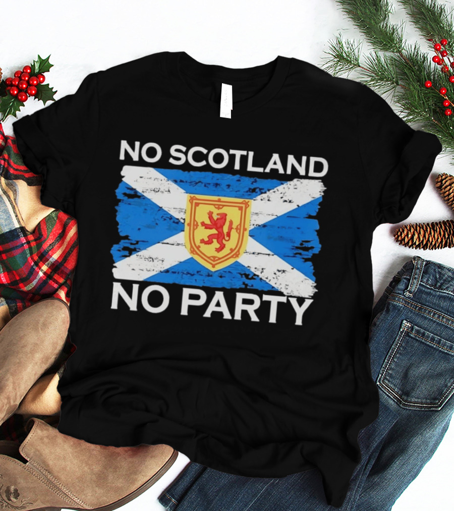 No Scotland No Party Flag With Scottish Lion Rampant T-Shirt