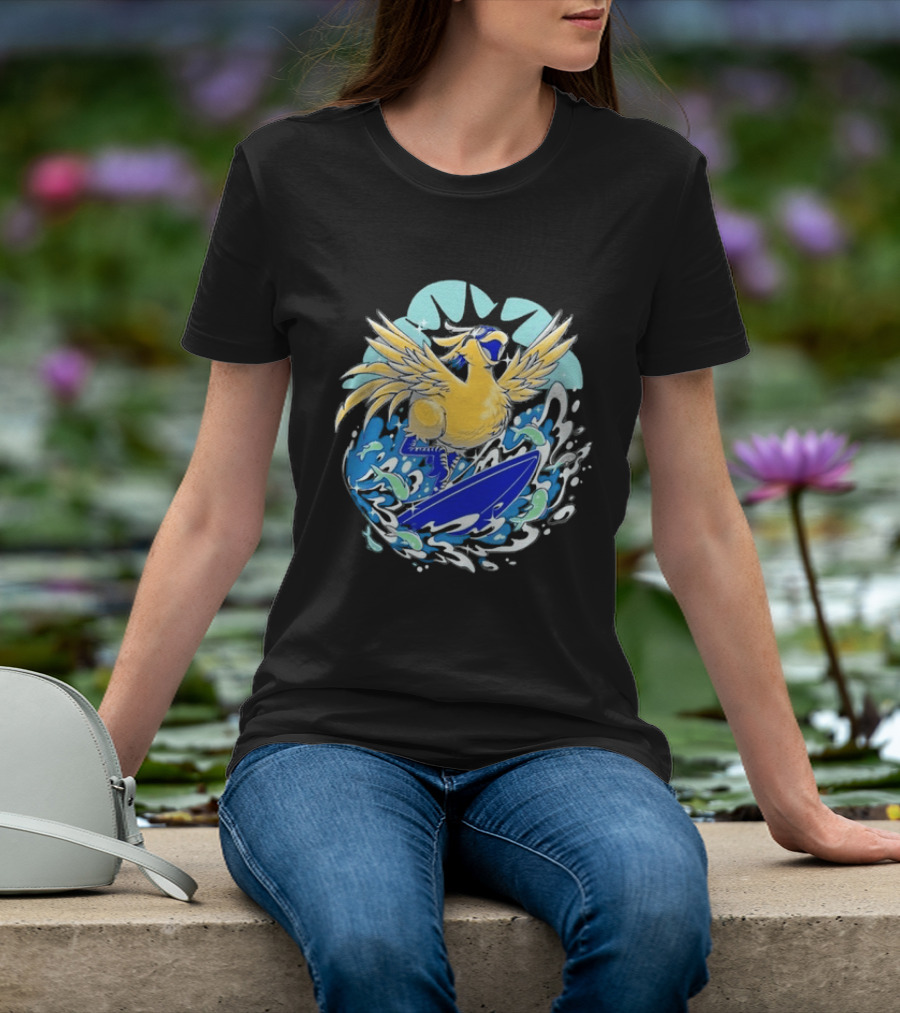 Pop Culture Wizard Surfing Yellow Bird T-Shirt