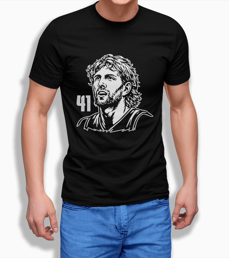 Dirk Nowitzki 41 Dallas Mavericks Headshot T-Shirt