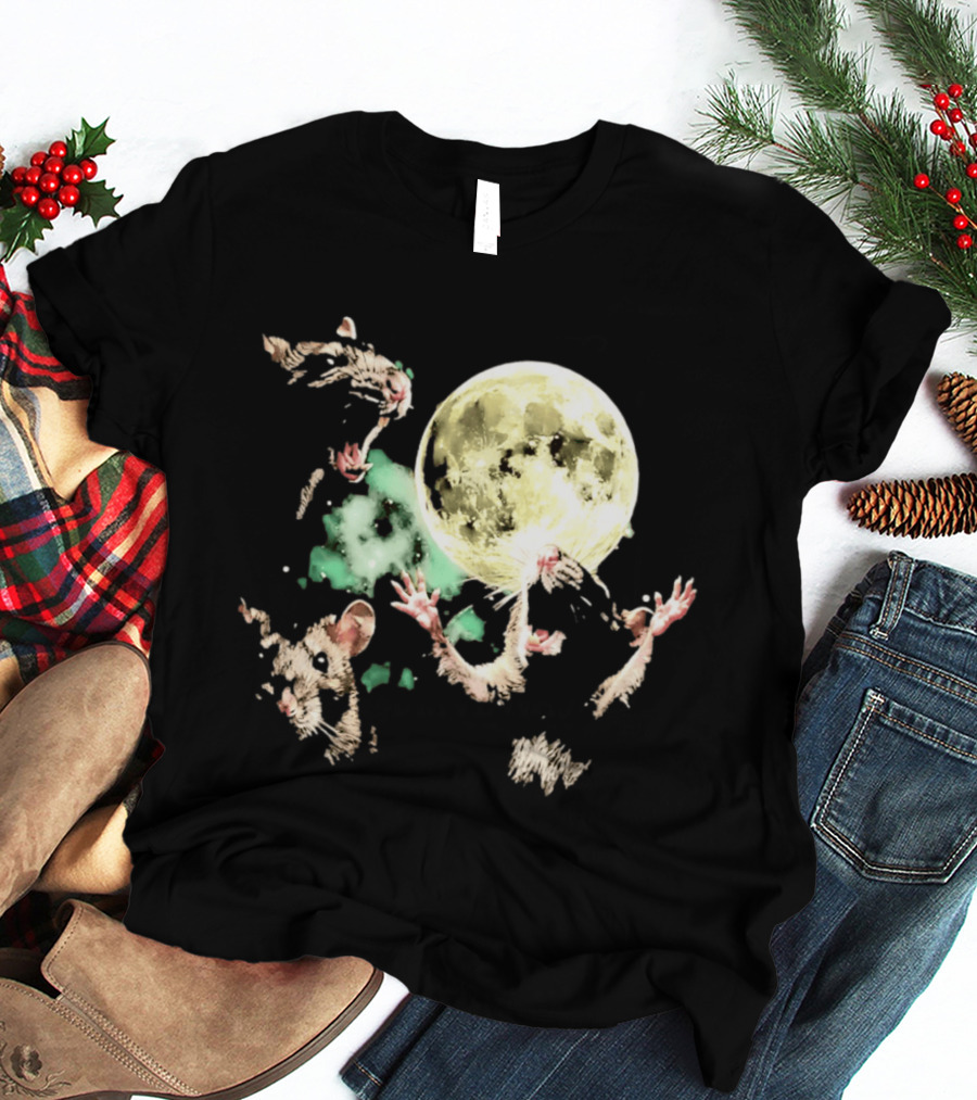 Three Rats Howling At The Full Moon Rodent T-Shirt