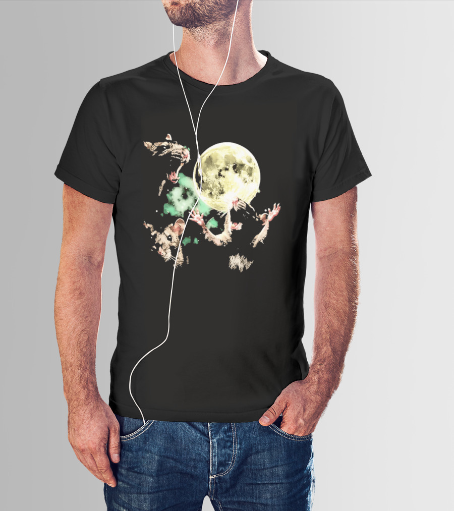 Three Rats Howling At The Full Moon Rodent T-Shirt