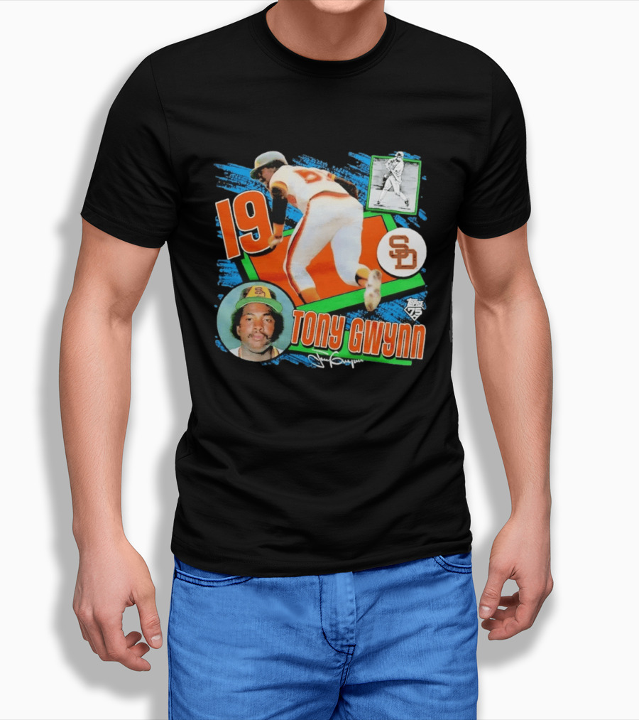 Tony Gwynn 19 San Diego Padres Topps 75th Anniversary Baseball Card T-Shirt