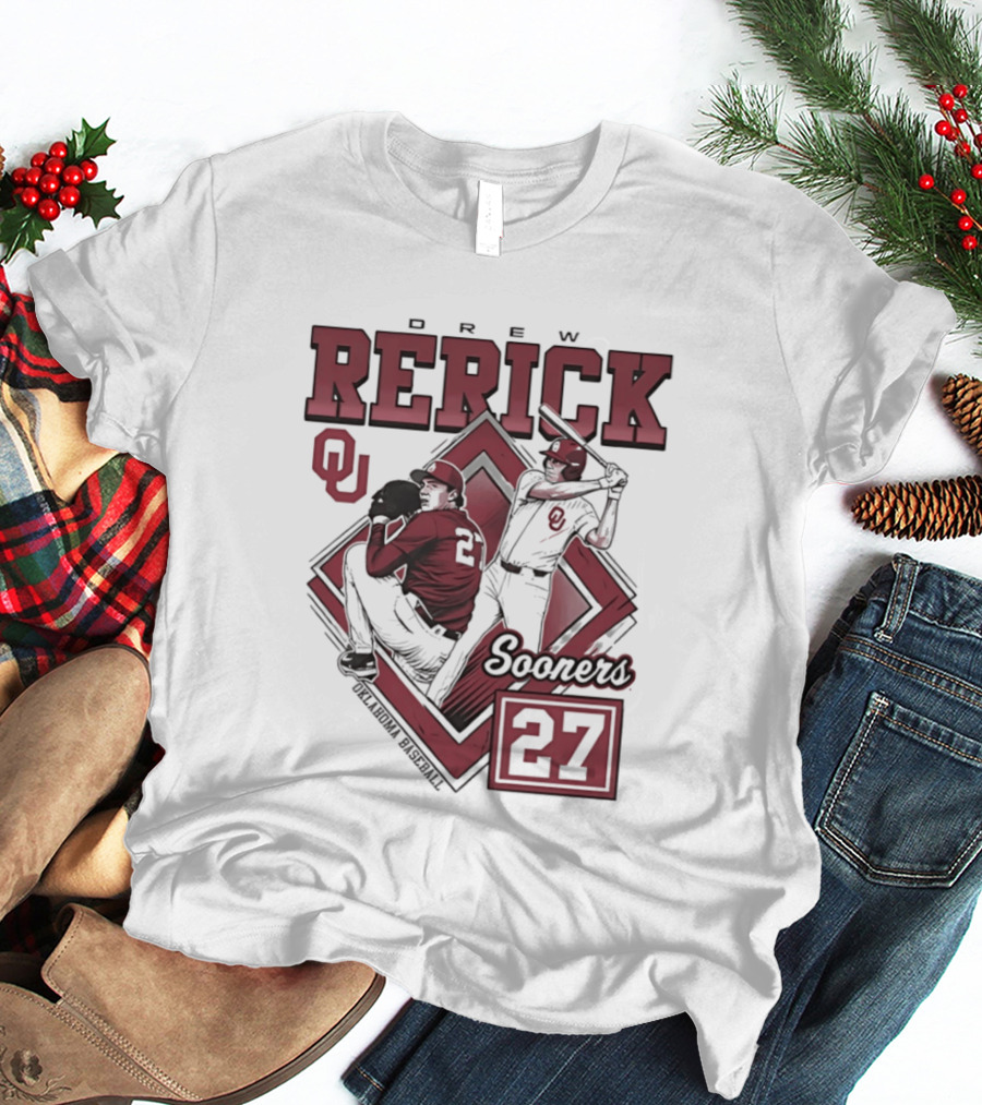 Oklahoma Sooners Drew Rerick Baseball 27 OU T-Shirt