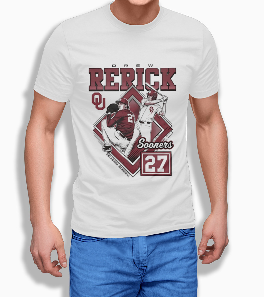 Oklahoma Sooners Drew Rerick Baseball 27 OU T-Shirt