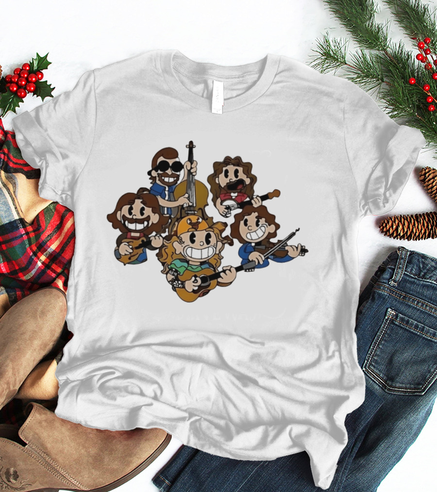 Billy Strings Cartoon Band Characters Banjo And Guitar Players T-Shirt