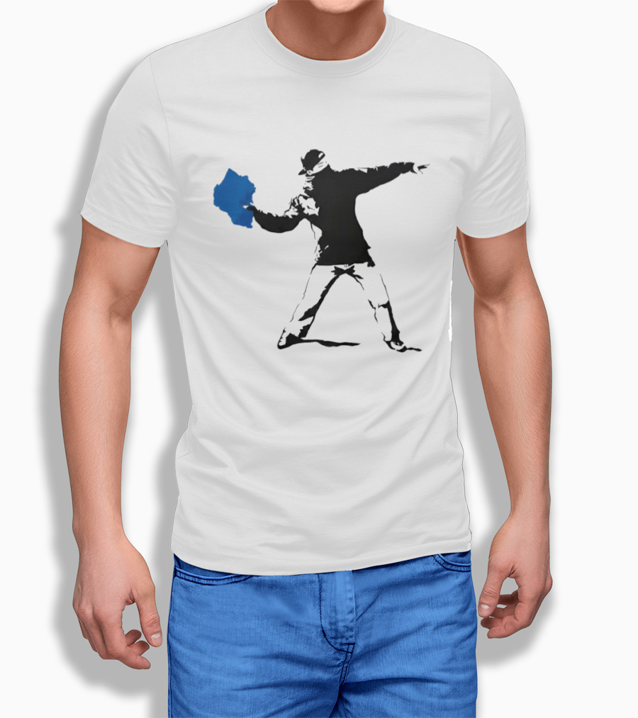 Blue Strip Paint Thrower Algae Political Team Concept T-Shirt