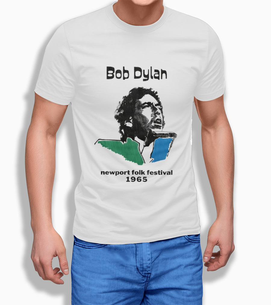 Bob Dylan Newport Folk Festival 1965 Iconic Black Green Blue T-Shirt