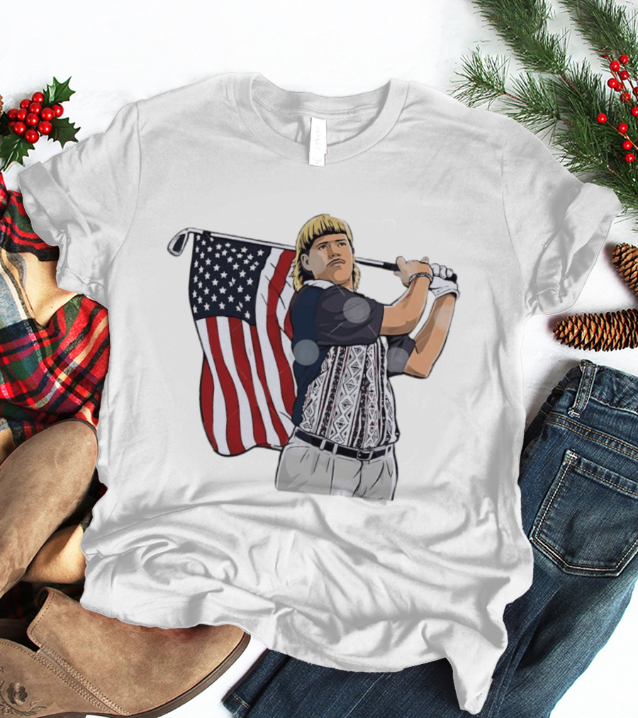 John Daly Holding Golf Stick American Flag 4th Of July Golfer T-Shirt