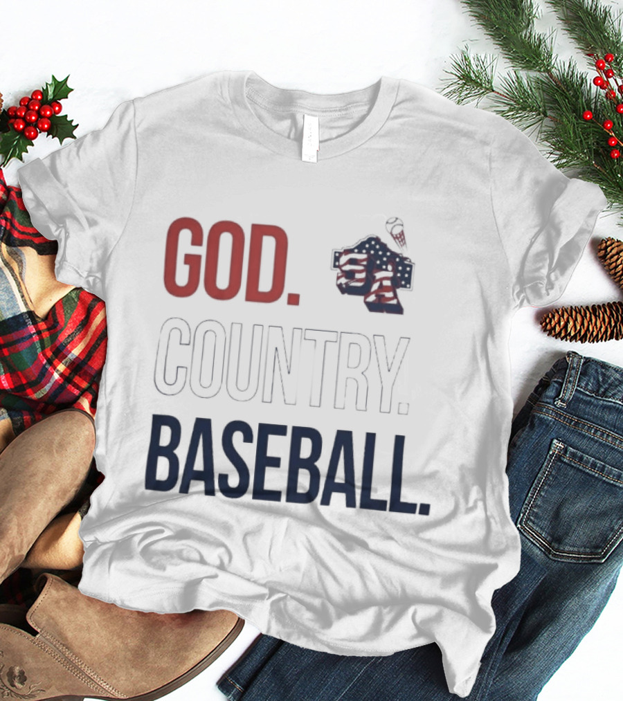San Antonio Missions God Country Baseball USA Flag Patriotic Grey T-Shirt