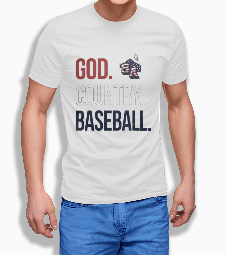 San Antonio Missions God Country Baseball USA Flag Patriotic Grey T-Shirt