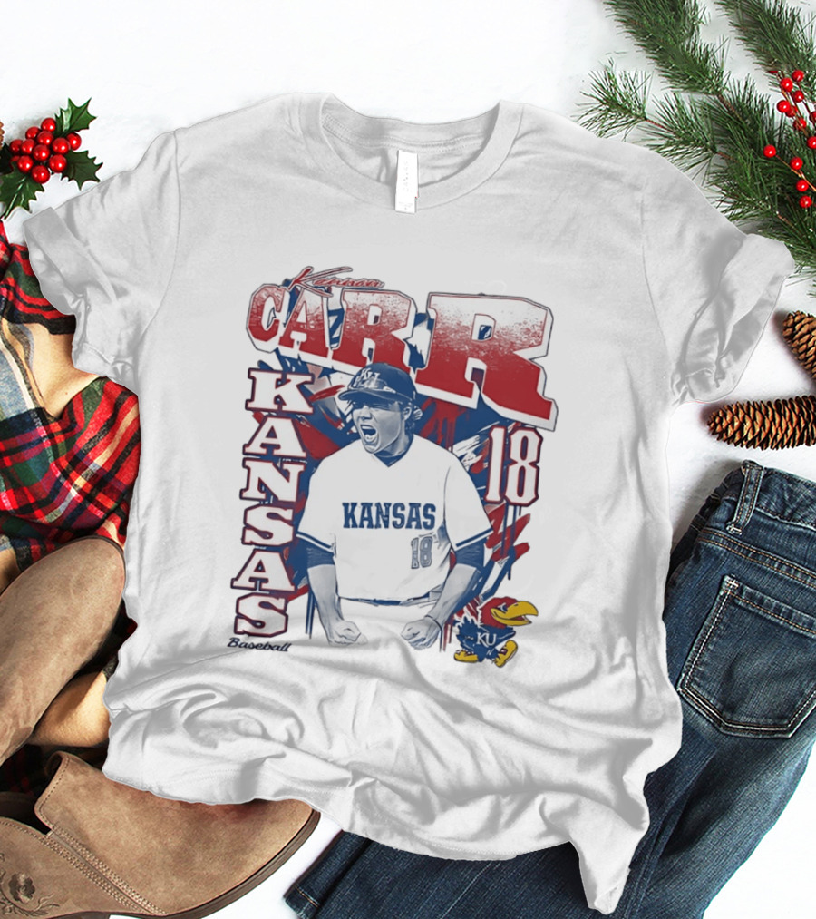 Kansas Jayhawks Kanon Carr 18 Baseball KU Team Fan Gear T-Shirt