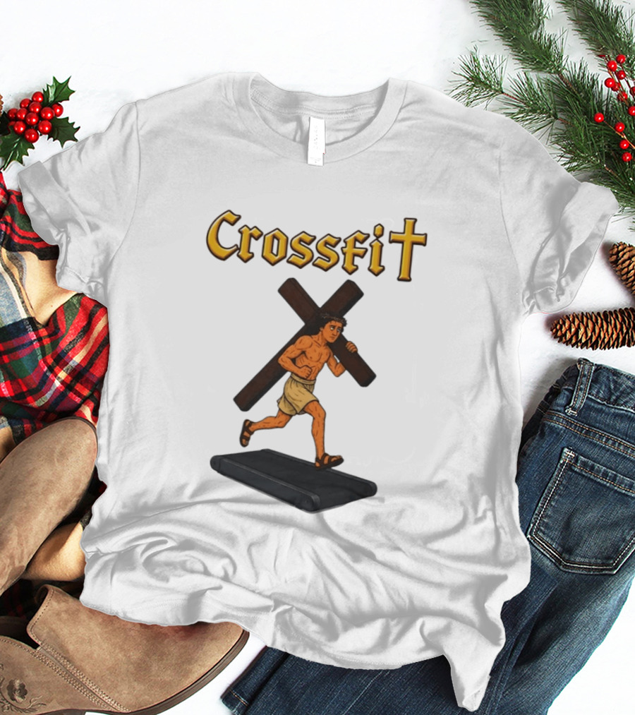 CrossFit Jesus Treadmill Religious Workout T-Shirt