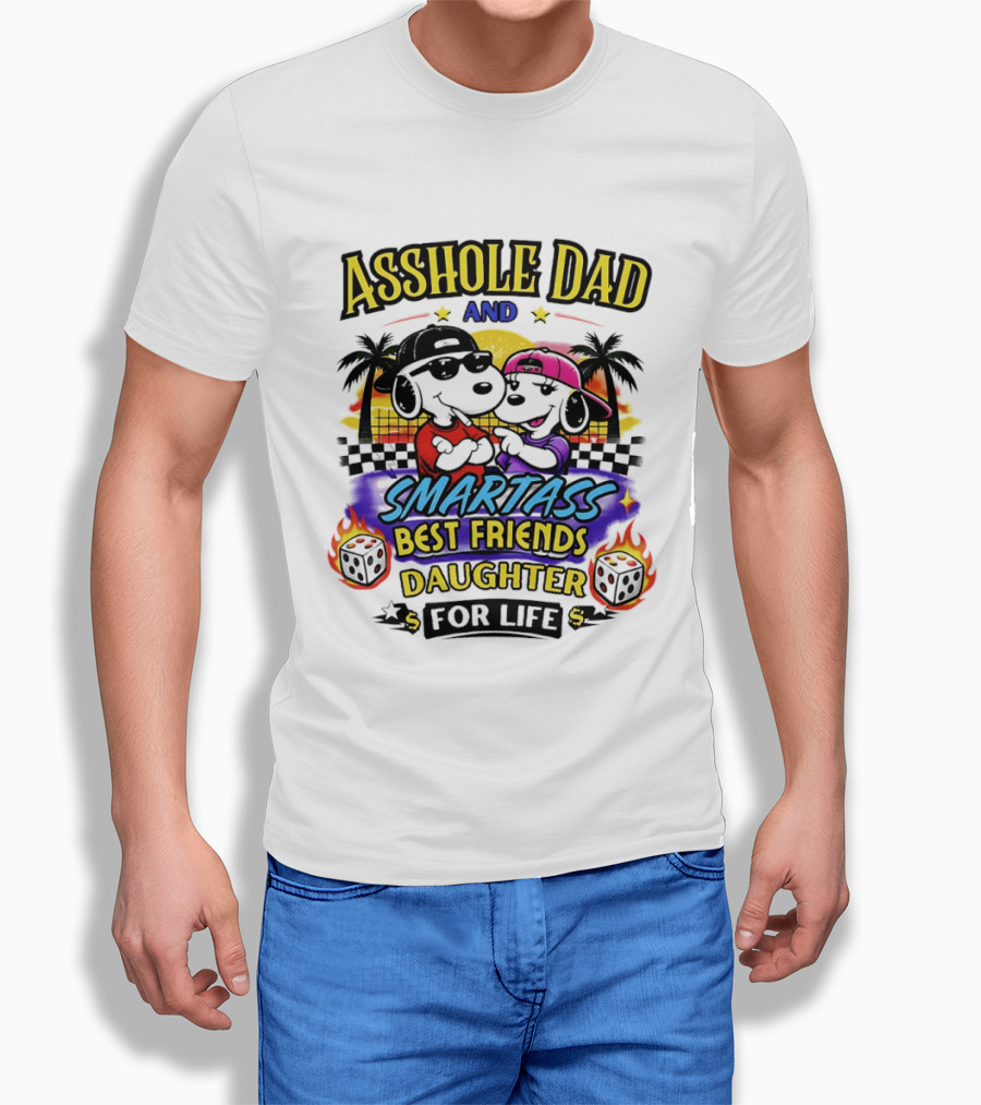 Asshole Dad And Smartass Best Friends Daughter For Life Vintage Sunset T-Shirt