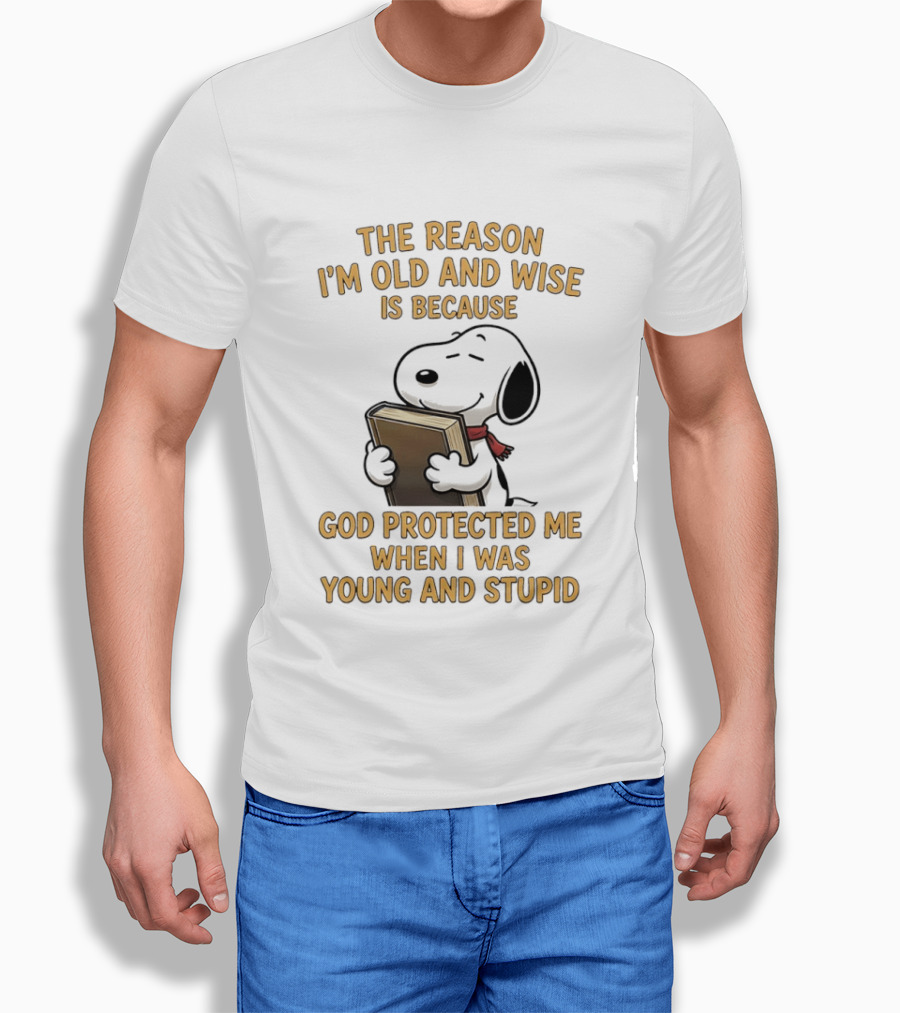 Snoopy Clutching The Bible God Protected Me When I Was Young And Stupid T-Shirt