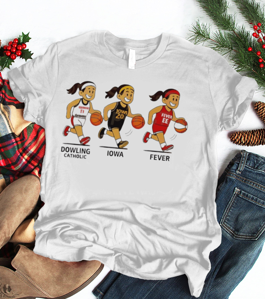 Dowling Catholic Iowa Fever Basketball Players Running With Basketballs T-Shirt
