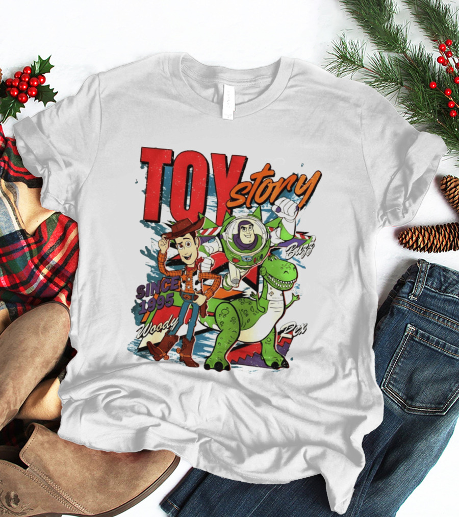 Toy Story Woody Buzz Rex Since 1995 Animated Adventure T-Shirt