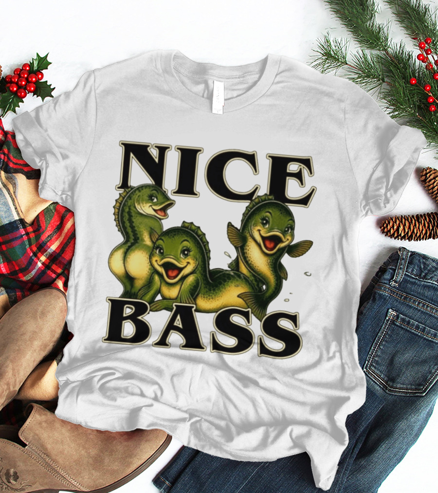 Nice Bass Fishing Pun Angler Humor Trio Fish T-Shirt