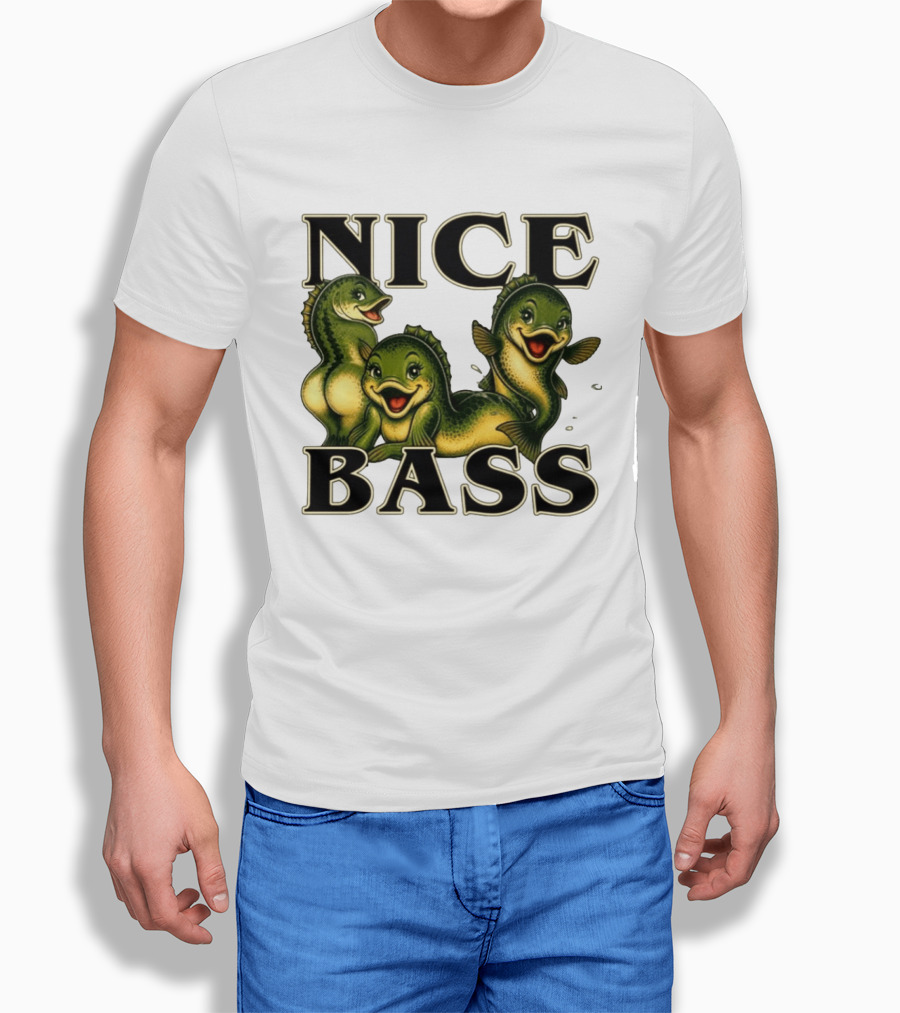 Nice Bass Fishing Pun Angler Humor Trio Fish T-Shirt