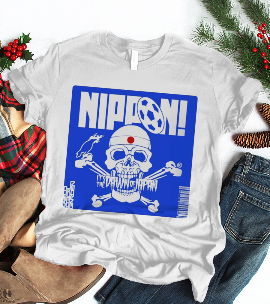 Nippon It's The Dawn Of Japan Skull Crossbones Soccer Ball T-Shirt