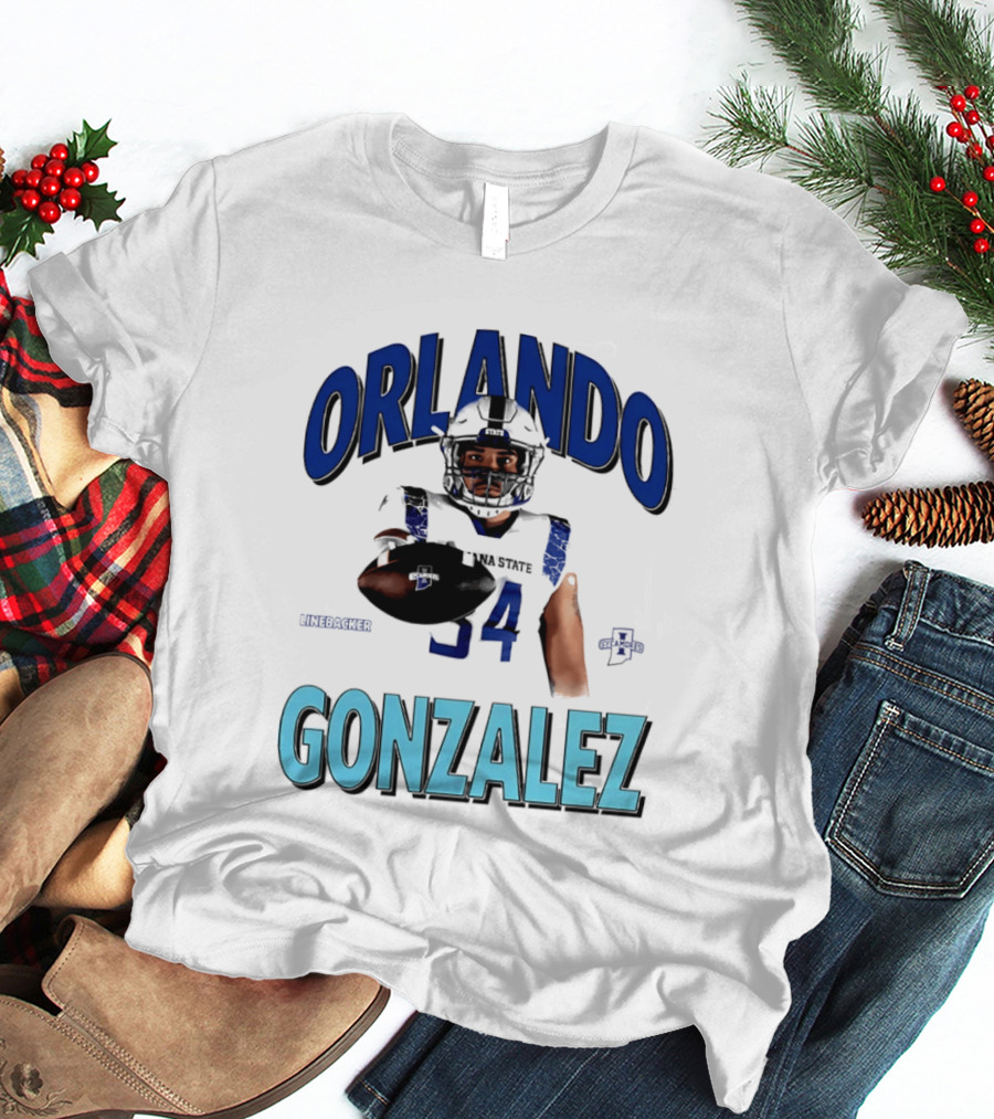 Orlando Gonzalez Indiana State Sycamores Linebacker Football Player 34 T-Shirt