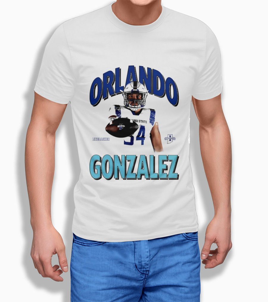 Orlando Gonzalez Indiana State Sycamores Linebacker Football Player 34 T-Shirt