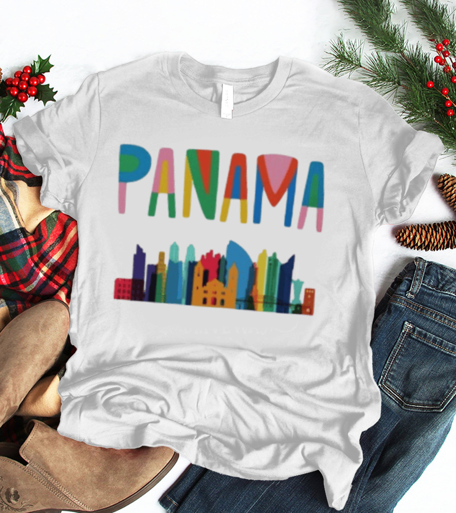 Panama Colorful Cityscape Skyline T-Shirt