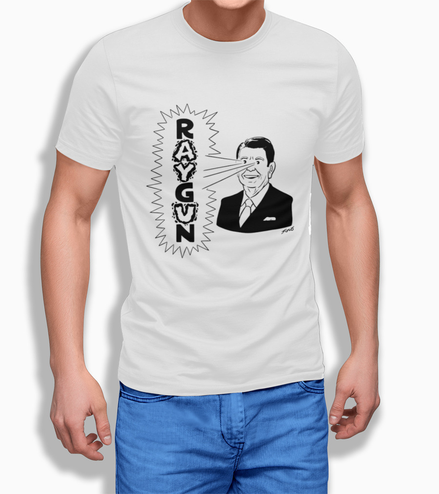 Raygun Ronald Reagan Star Wars SDI Political Satire T-Shirt