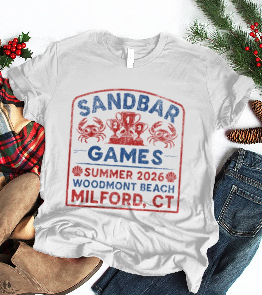 Sandbar Games Summer 2026 Woodmont Beach Milford CT Crabs And Trophy T-Shirt