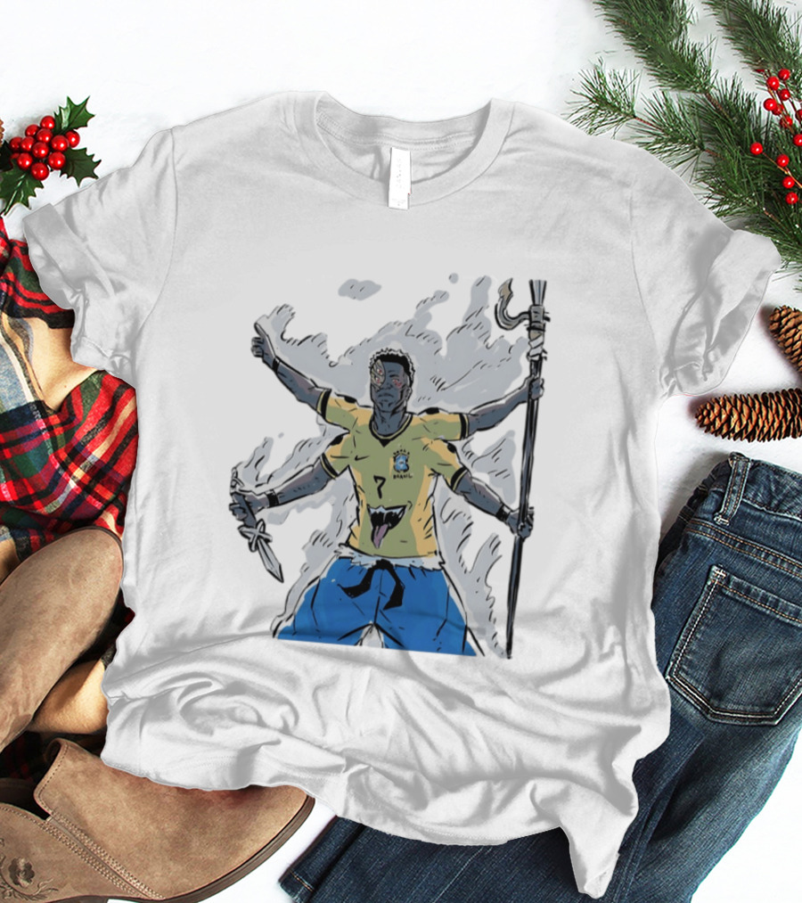 Vini Jr. Brazil Ryomen Sukuna Crossover Anime Character Fusion T-Shirt