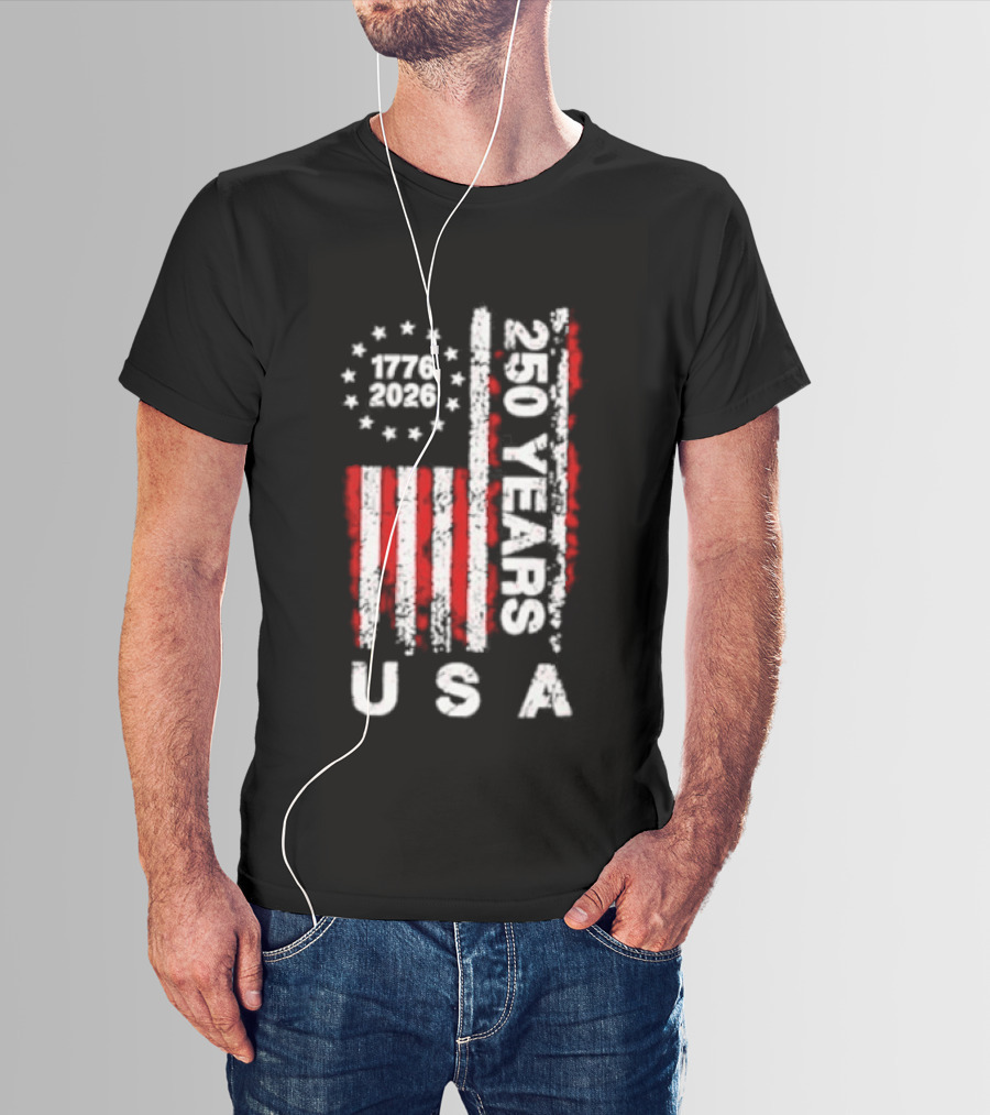 250 Years USA 1776 2026 Flag Stars Stripes Celebration T-Shirt