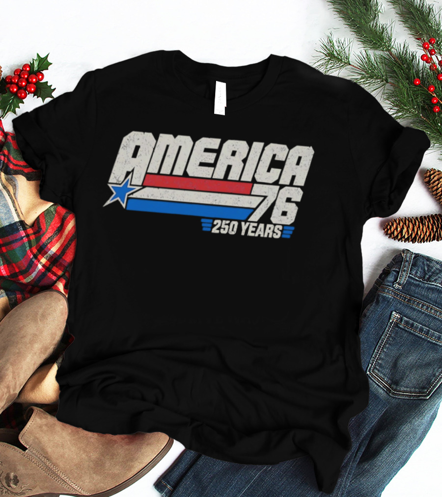 America 76 Star Red White Blue 250 Years Celebration T-Shirt