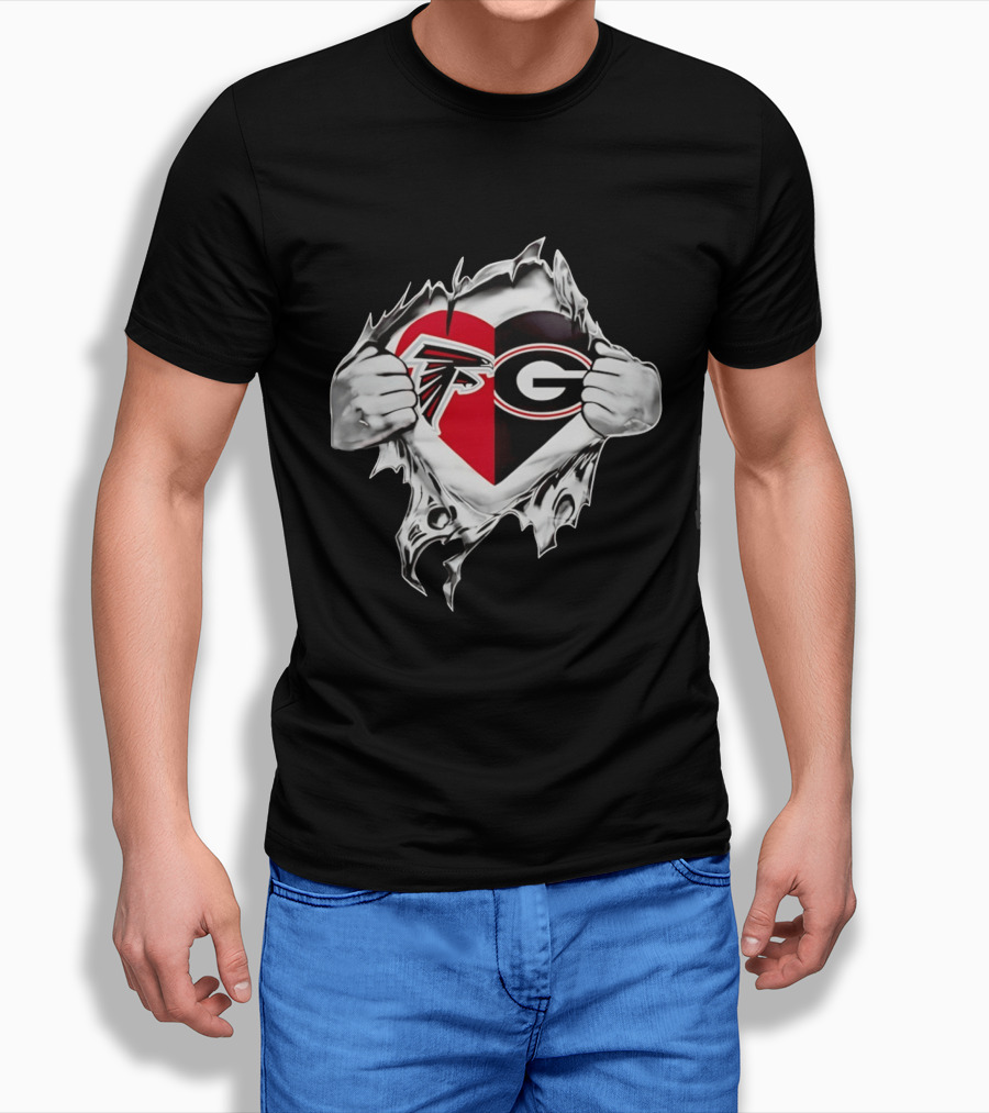 Atlanta Falcons Georgia Bulldogs Heart Fan Pride T-Shirt