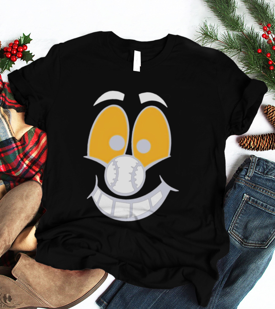 Cartoon Baseball Smile Face With Playful Eyes T-Shirt