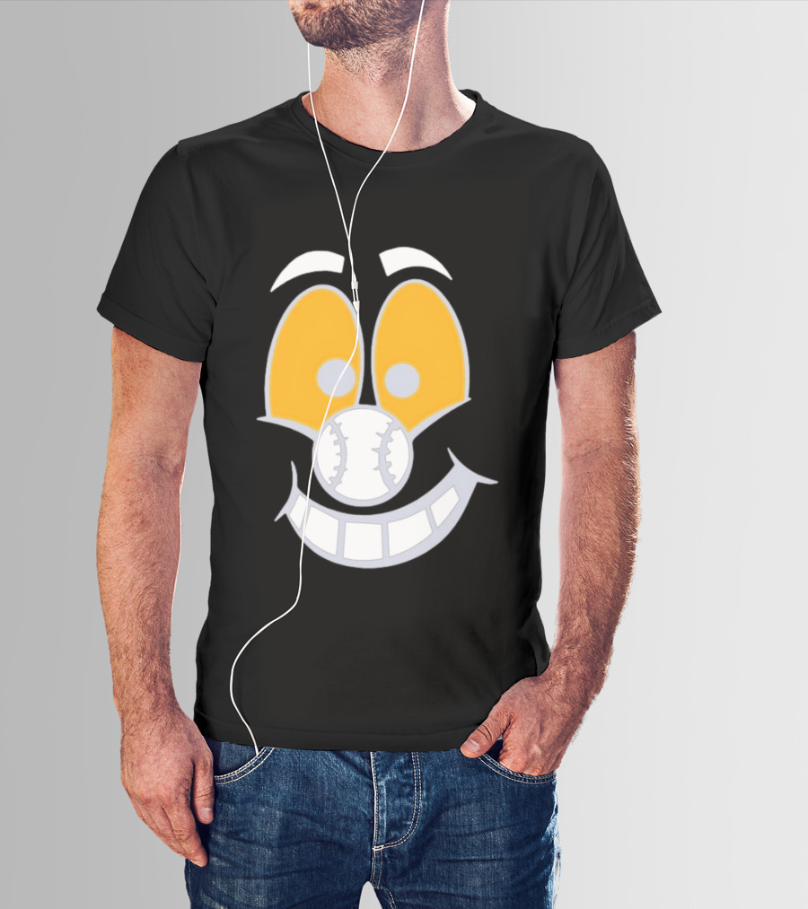 Cartoon Baseball Smile Face With Playful Eyes T-Shirt