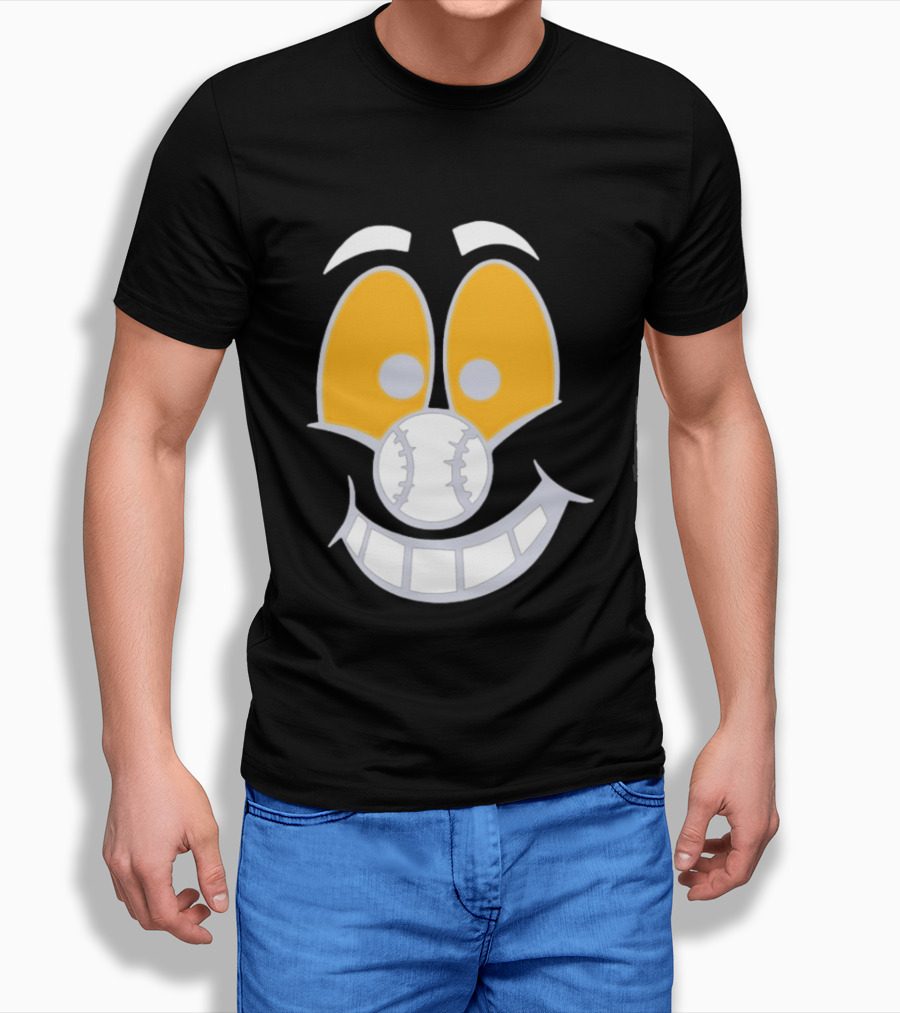Cartoon Baseball Smile Face With Playful Eyes T-Shirt