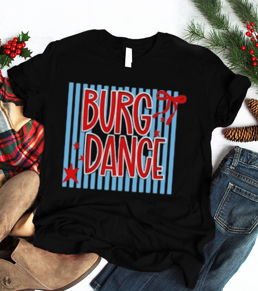 Burg Dance Stripe Red Stars And Bow T-Shirt
