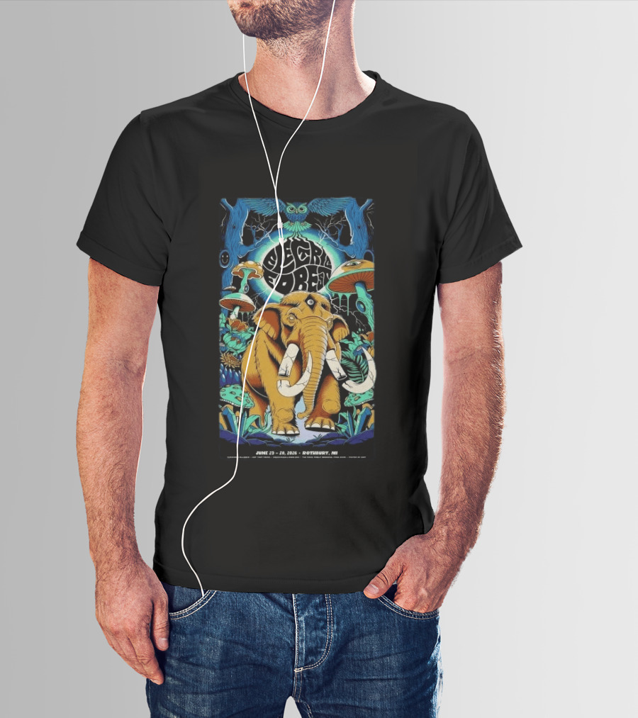 Electric Forest June 25 28 2026 Rothbury MI Mammoth And Psychedelic Mushrooms T-Shirt
