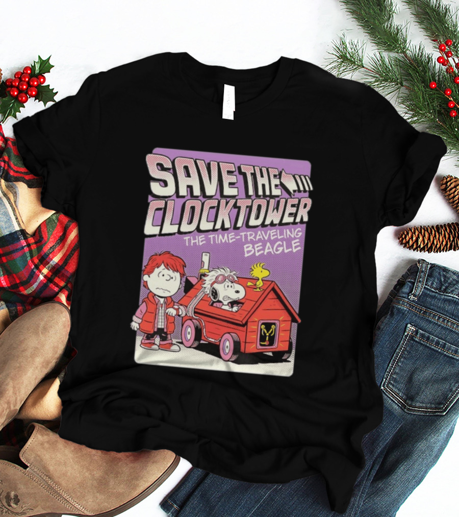 Save The Tower The Time Traveling Beagle Retro Adventure T-Shirt