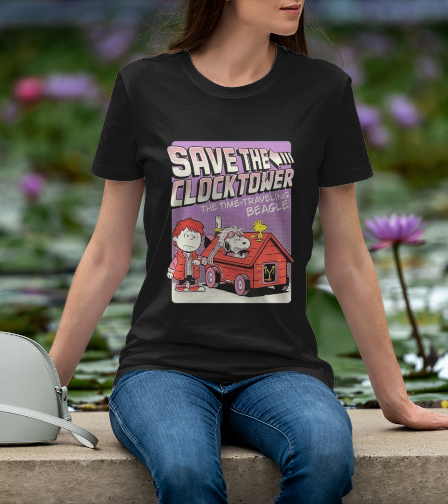 Save The Tower The Time Traveling Beagle Retro Adventure T-Shirt