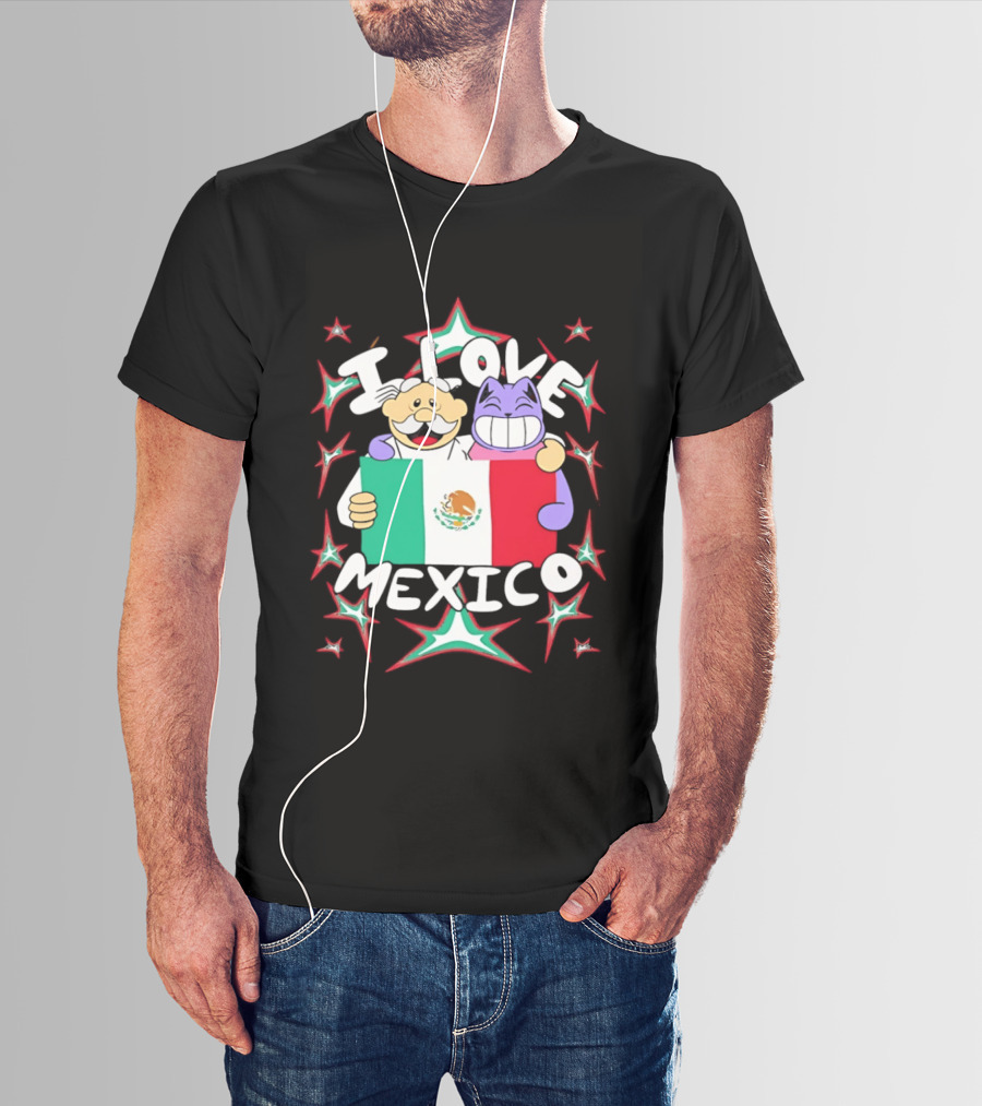 I Love Mexico Mexican Flag Cartoon Cat And Doctor T-Shirt