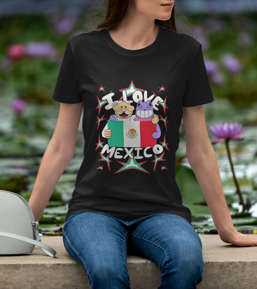 I Love Mexico Mexican Flag Cartoon Cat And Doctor T-Shirt