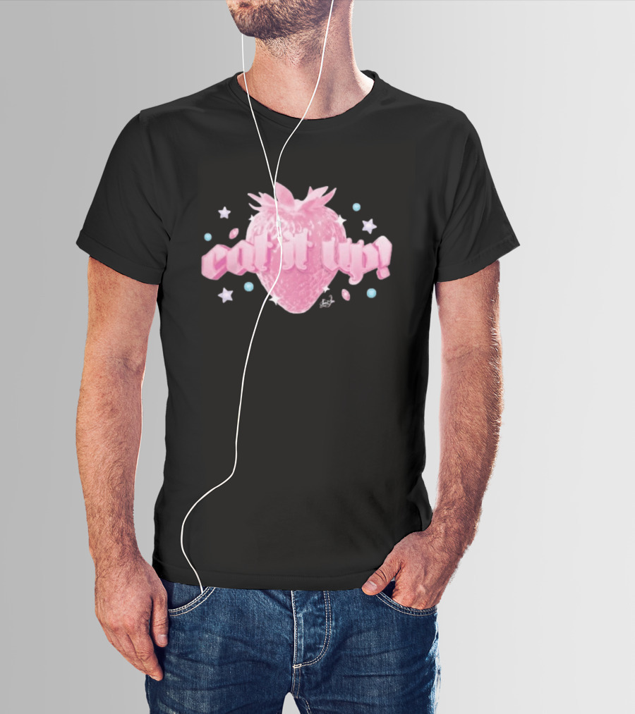 Naomi Jon Eat It Up Pink Strawberry Gothic Stars T-Shirt